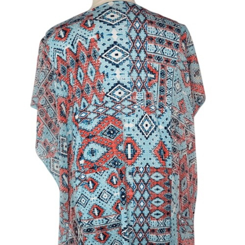 Ruby Rd Red & Blue Embellished V-Neck‎ Top - Picture 9 of 11